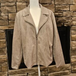 Maurices Beige Faux Suede Zip-Up Jacket